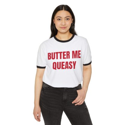 BUTTER MY QUEASY. Penny Tee.Unisex Cotton Ringer T-Shirt - Image 15