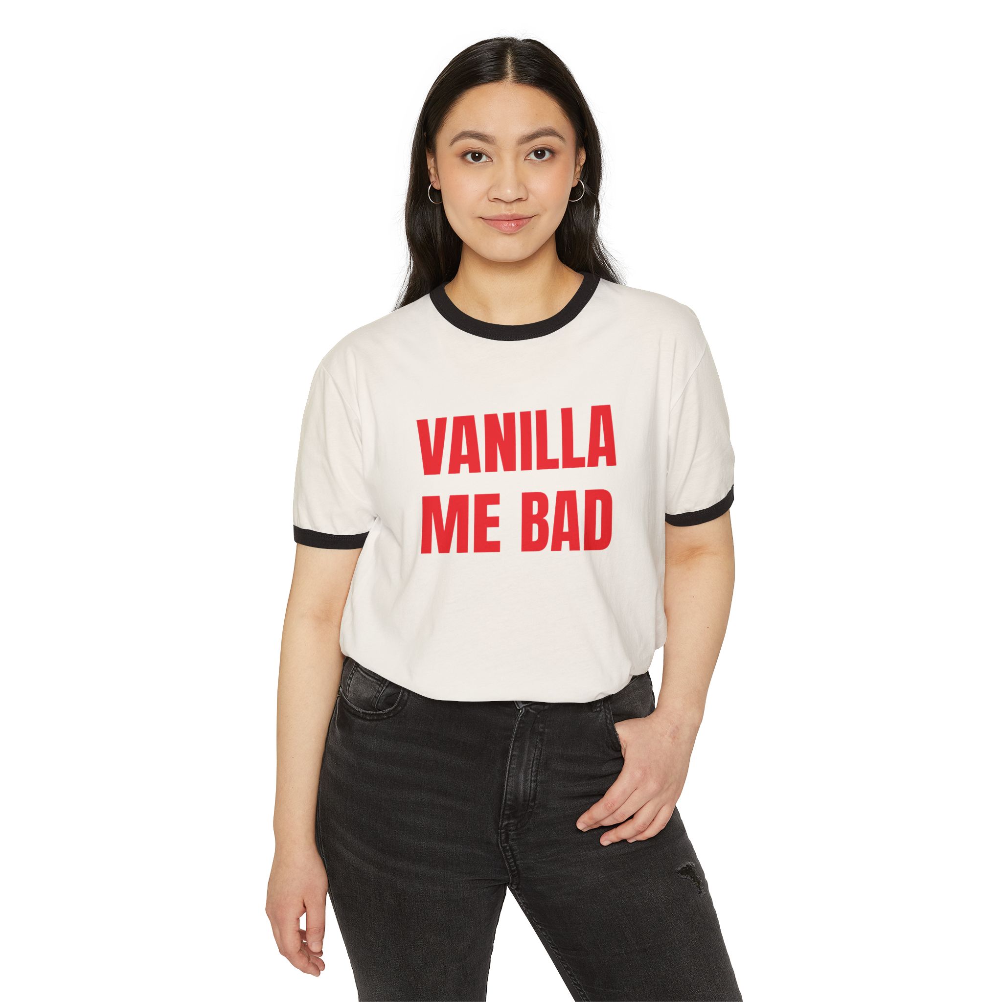 Vanilla me bad. Penny Tee.Unisex Cotton Ringer T-Shirt - Image 11