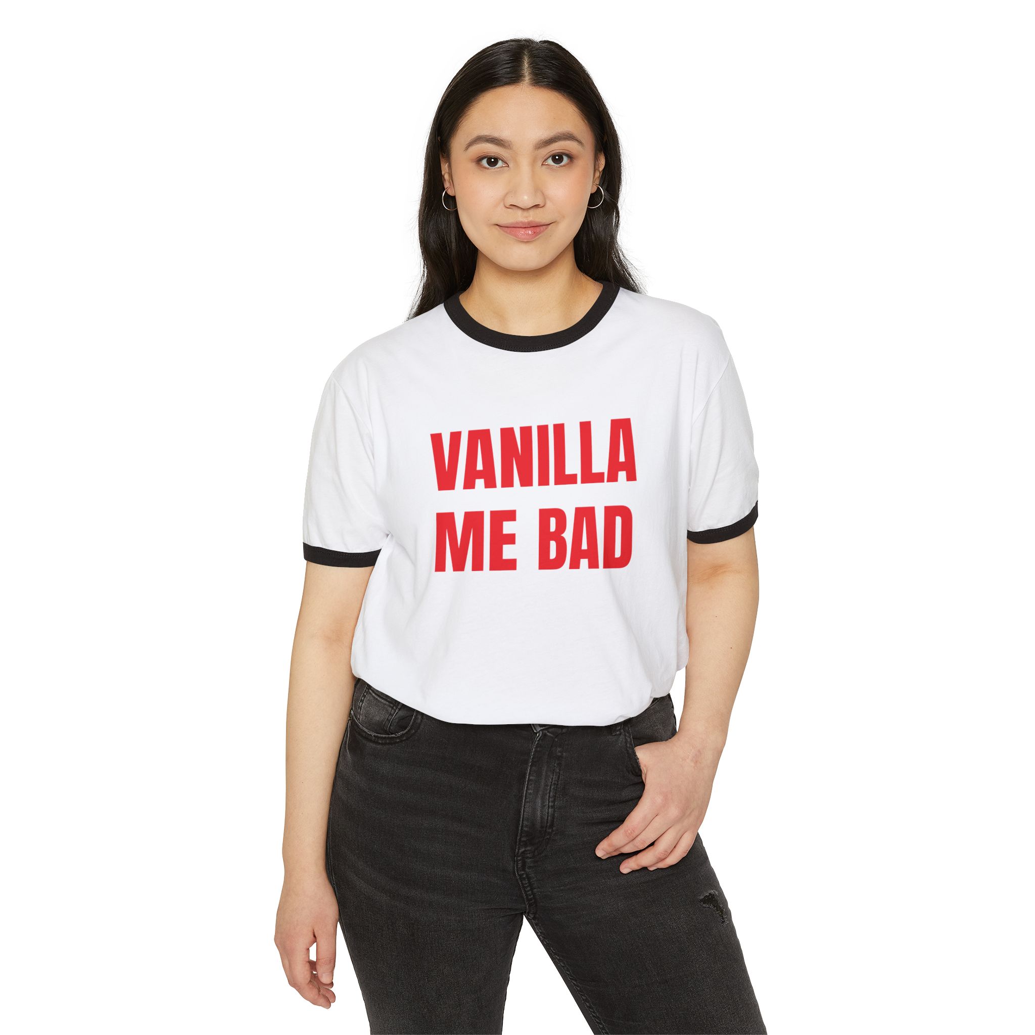 Vanilla me bad. Penny Tee.Unisex Cotton Ringer T-Shirt - Image 15