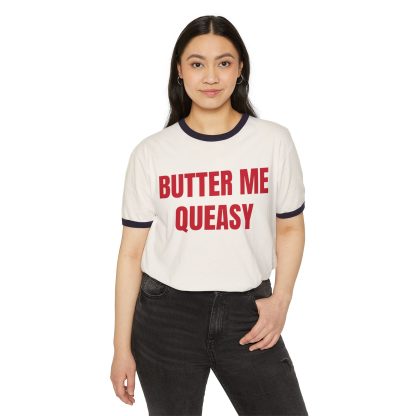 BUTTER MY QUEASY. Penny Tee.Unisex Cotton Ringer T-Shirt - Image 3
