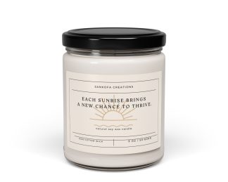 Each sunrise brings a new chance to thrive. Scented Soy Candle, 9oz